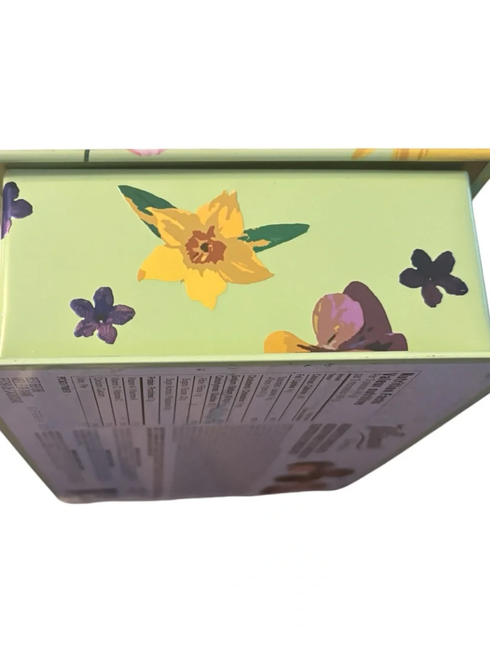 Floral Tin Storage Box - Yellow & Green